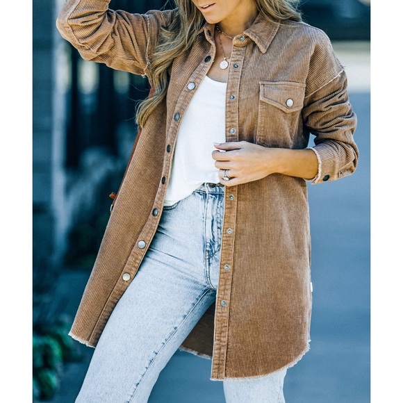 Bohme Corduroy Shacket shirt jacket Camel Small - Picture 4 of 11